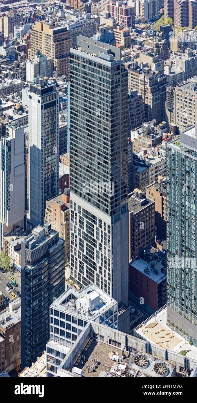Eventi Hotel e Beatrice Residences condividono questa torre di lastre ai margini del quartiere Chelsea di Manhattan. Foto Stock