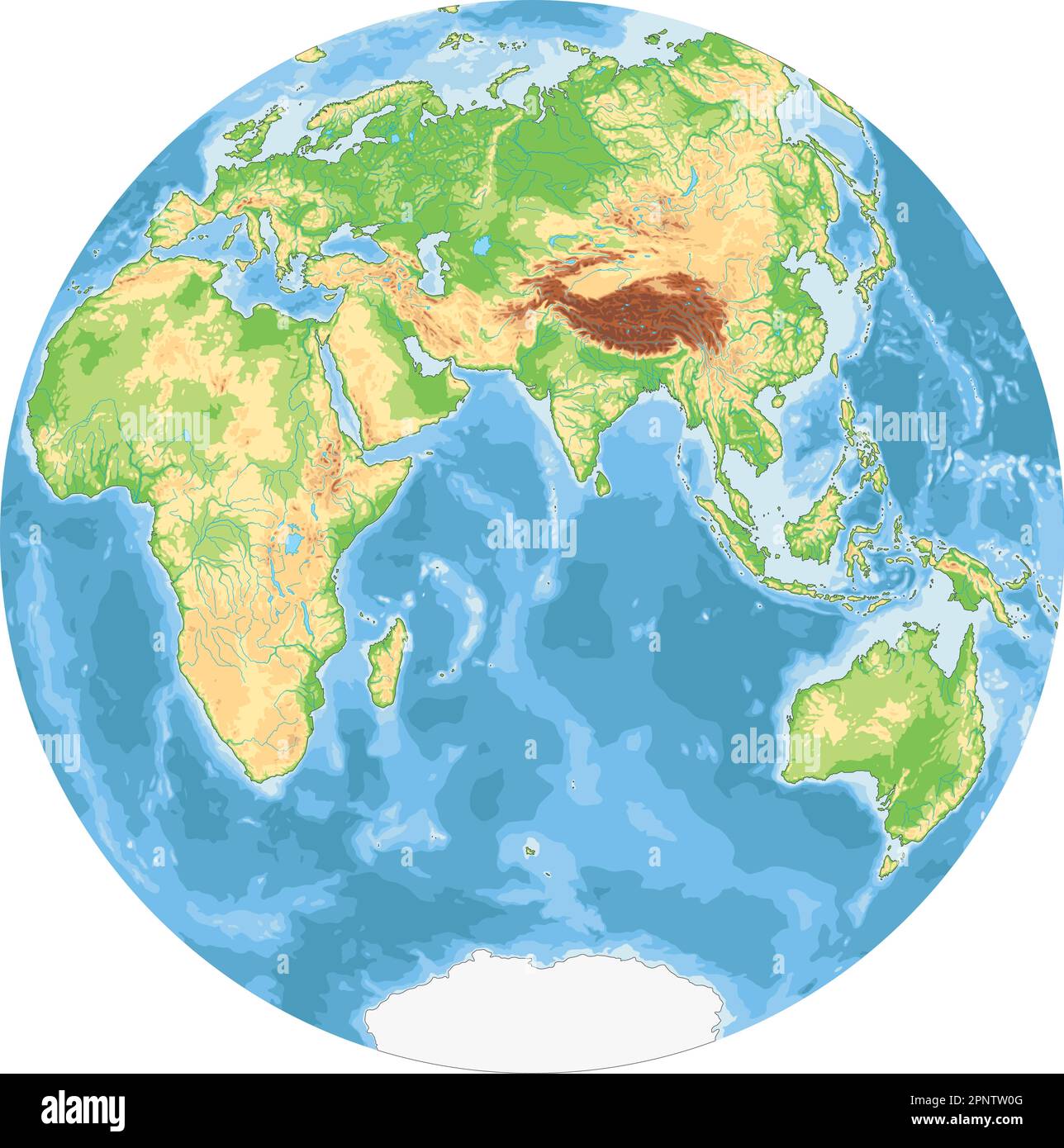 Mappa del mondo fisico altamente dettagliata in forma di globo della Terra. Proiezione globulare Nicolosi – piatta. Illustrazione Vettoriale Mappa del mondo fisico altamente dettagliata in forma di globo della Terra. Proiezione globulare Nicolosi – piatta. Illustrazione Vettoriale