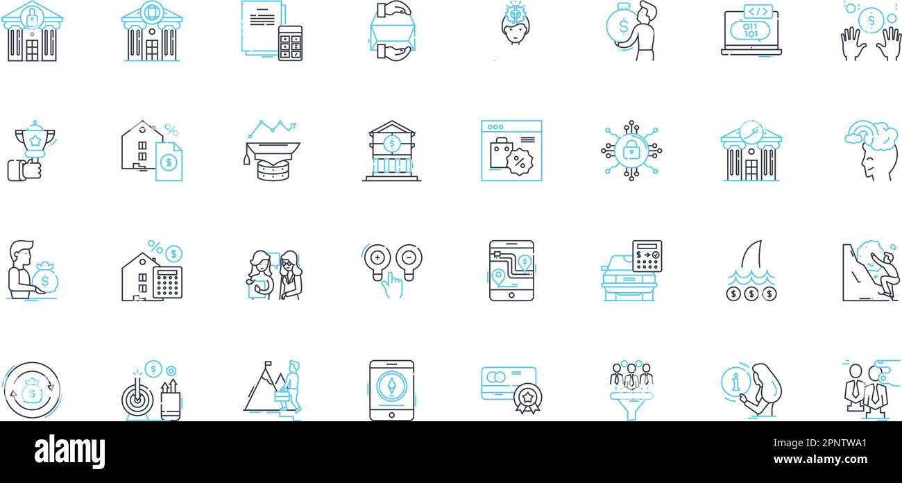 Set di icone lineari aziendali basate sul Web. Online, tecnologia, cloud, software, digitale, Mobile, vettore di linea di piattaforma e segnali concettuali. Nerk, Internet, e Illustrazione Vettoriale