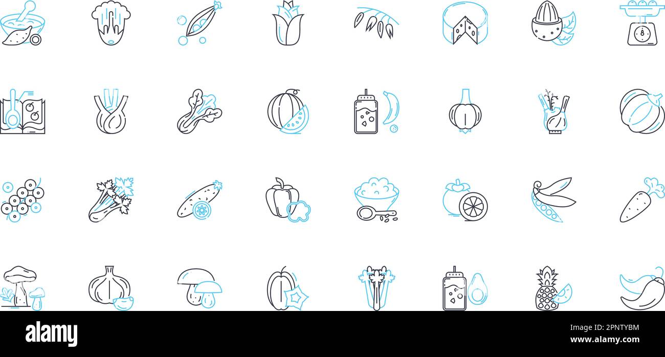Set di icone lineari per agricoltura biologica. Sostenibilità, salute di suolo, riducendo in concime organico, diversità, conservazione Rotazione del ritaglio, vettore di linea biodinamico e. Illustrazione Vettoriale