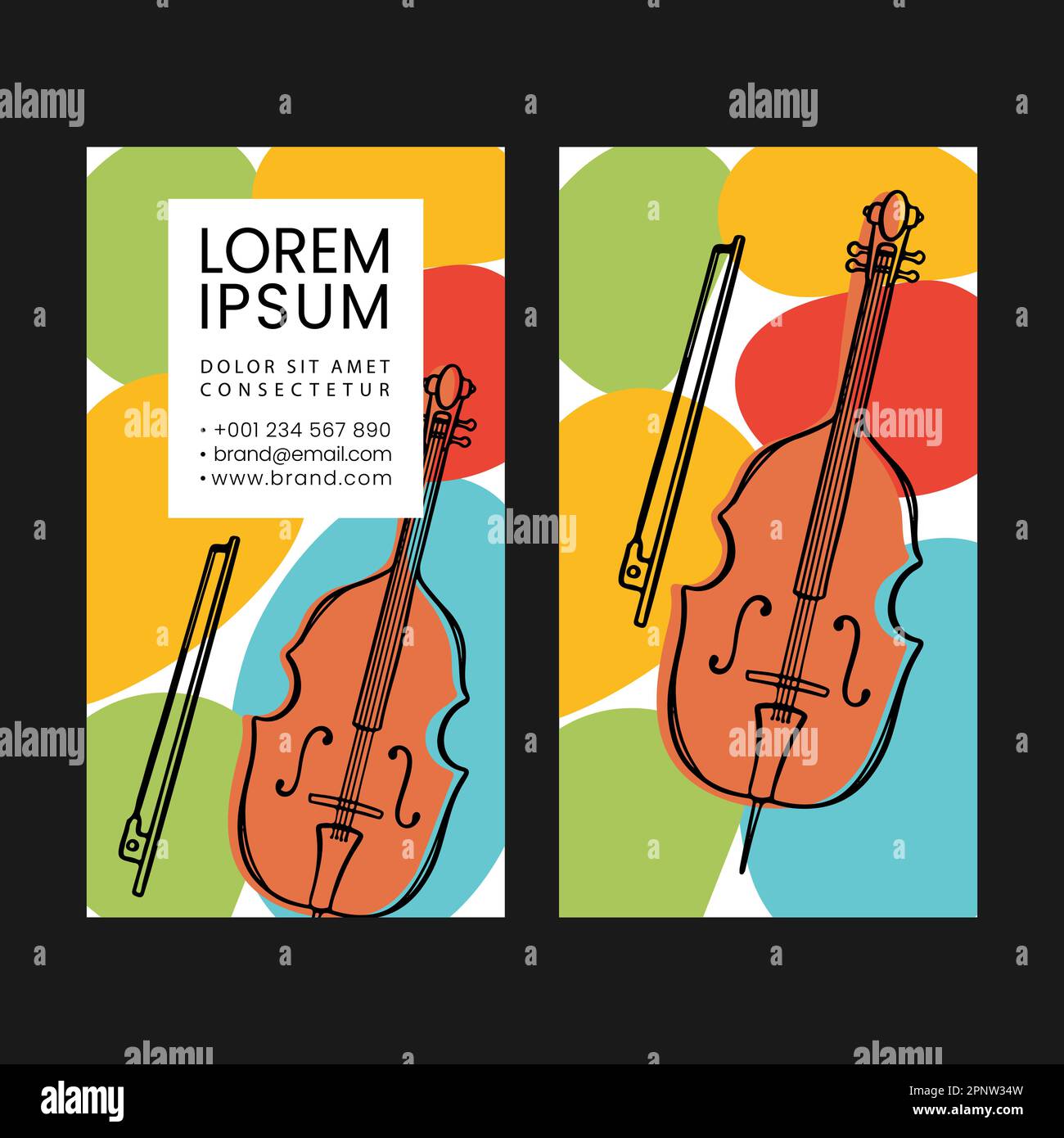 ABBOZZATO VIOLONCELLO Abstract Design biglietto da visita con l'illustrazione di Cello e punti colorati per le lezioni di musica Bright Template Educazione Vector Illustratio Illustrazione Vettoriale