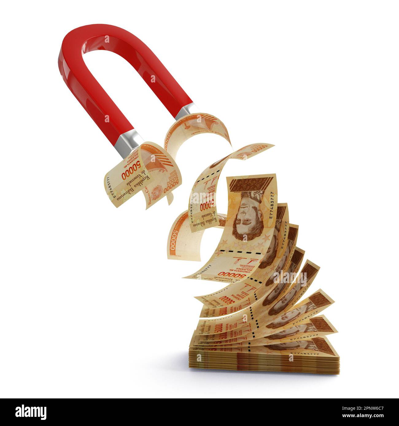 Lancette nere con 3D note bolivar venezuelane. Primo piano delle mani che detengono banconote venezuelane Foto Stock