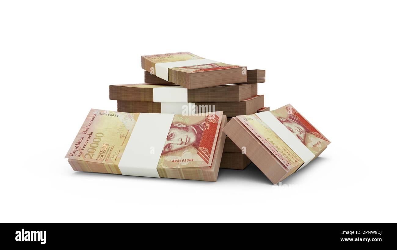 3D rendering di Stack of Egyptian Pound Notes. Bundle di banconote egiziane isolato su sfondo bianco Foto Stock