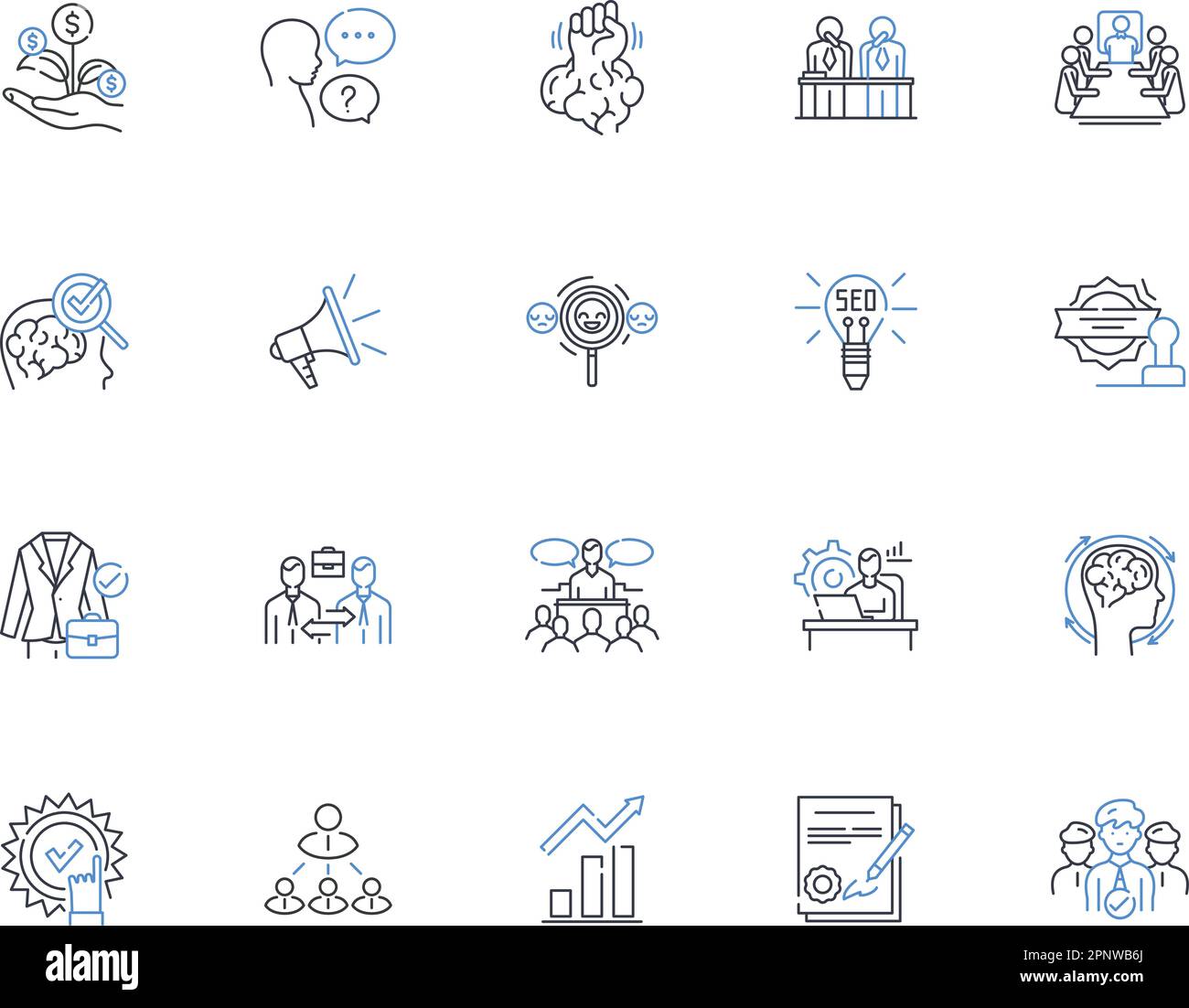 Raccolta di icone delle linee di informazioni sui consumatori. Comportamenti, bisogni, stili di vita, Preferenze, abitudini, Desideri, vettore di trend e illustrazione lineare. Atteggiamenti Illustrazione Vettoriale