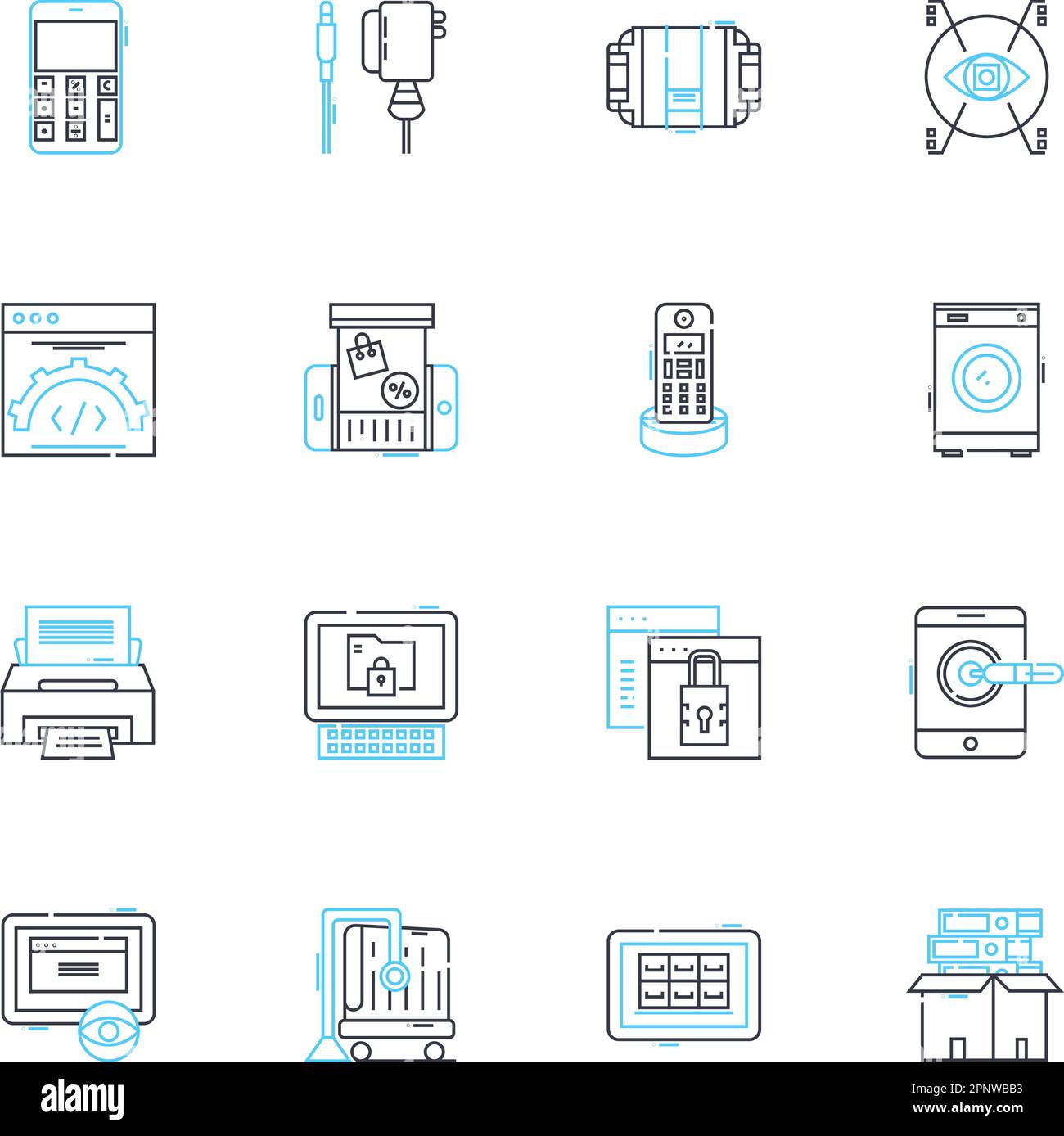 Set di icone lineari degli strumenti di comunicazione. E-mail, chat, video, pH, testo, Voce, simboli vettoriali di conferenza e segnali di concetto di linea. Telefonia,messaggistica,Co Illustrazione Vettoriale