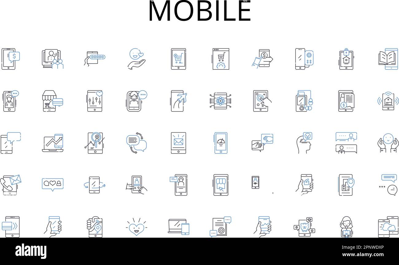 Collezione di icone della linea mobile. Ristorante, Sala da pranzo, cucina, Menù, Flavors, Tasting Vector e illustrazione lineare. Antipasti, antipasti, dessert Illustrazione Vettoriale