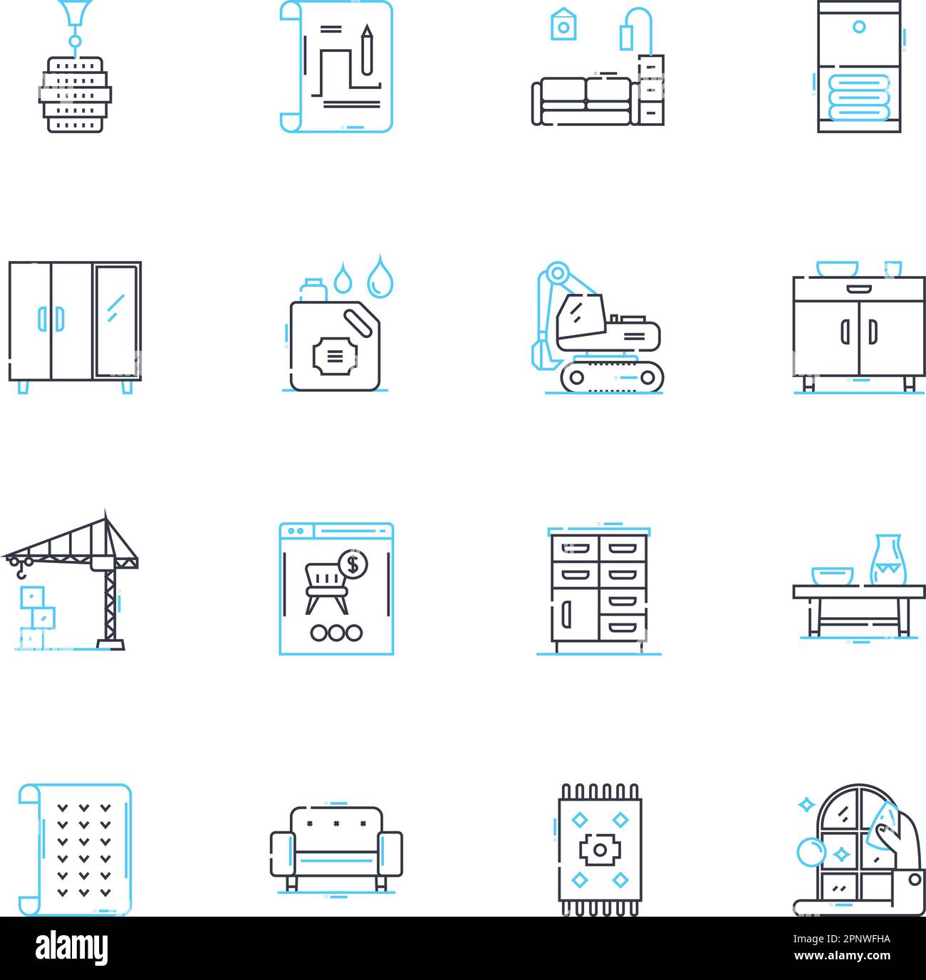 Set di icone lineari Residence. Dimora, Habitat, domicilio, abitazione, Casa, Home, Haven linea vettore e segnali concettuali. Alloggio,Appartamento,struttura della residenza Illustrazione Vettoriale