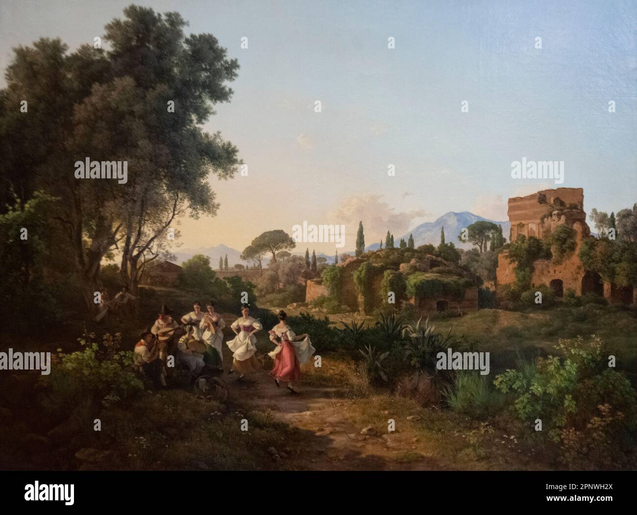 Karoly Marko il Vecchio: 'Il paesaggio italiano con figure danzanti (allegro al momento della raccolta, raccolto, tarantella' (1835) Foto Stock