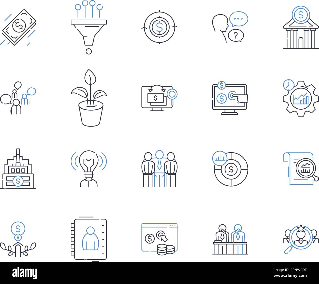 Associazione professionale linea icone collezione. Insieme dei membri, Nerking, Advocacy, Istruzione, accreditamento, Risorse, vettore di sviluppo e lineare Illustrazione Vettoriale