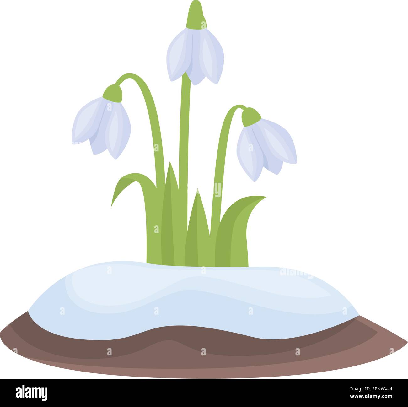 Vettore cartoon icona foglia Snowdrop. Flora di neve. Fiore di petalo Illustrazione Vettoriale