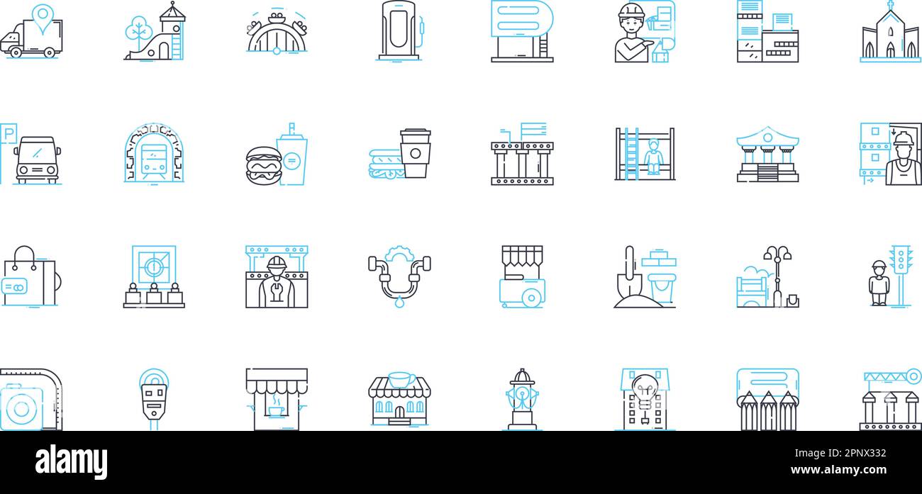 Set di icone lineari City EDIFICE. Grattacielo, alto, Torre, Monumento, Cattedrale, Capitol, Building Line Vector e Concept Signs. Infrastruttura Illustrazione Vettoriale Set di icone lineari City EDIFICE. Grattacielo, alto, Torre, Monumento, Cattedrale, Capitol, Building Line Vector e Concept Signs. Infrastruttura Illustrazione Vettoriale