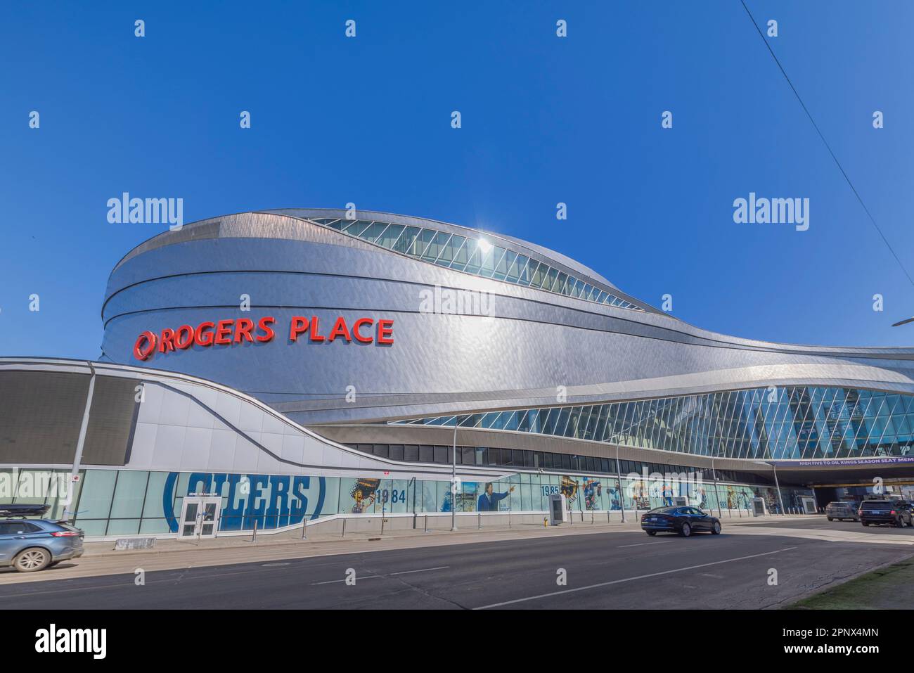 Edmonton, Alberta, Canada. Apr 20, 2023. A Rogers Place Oilers Hockey Arena. Foto Stock