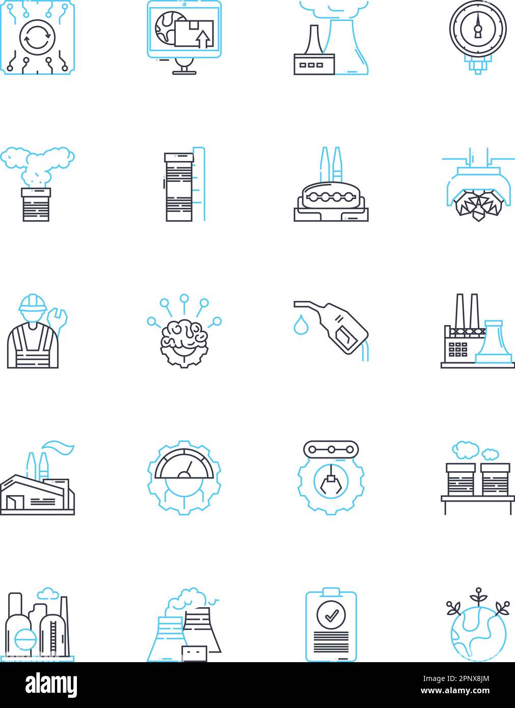 Set di icone lineari per macchine intelligenti. Robotica, automazione, intelligenza artificiale, apprendimento automatico, Neural Nerks, Cybernetics, linea Data Mining Illustrazione Vettoriale