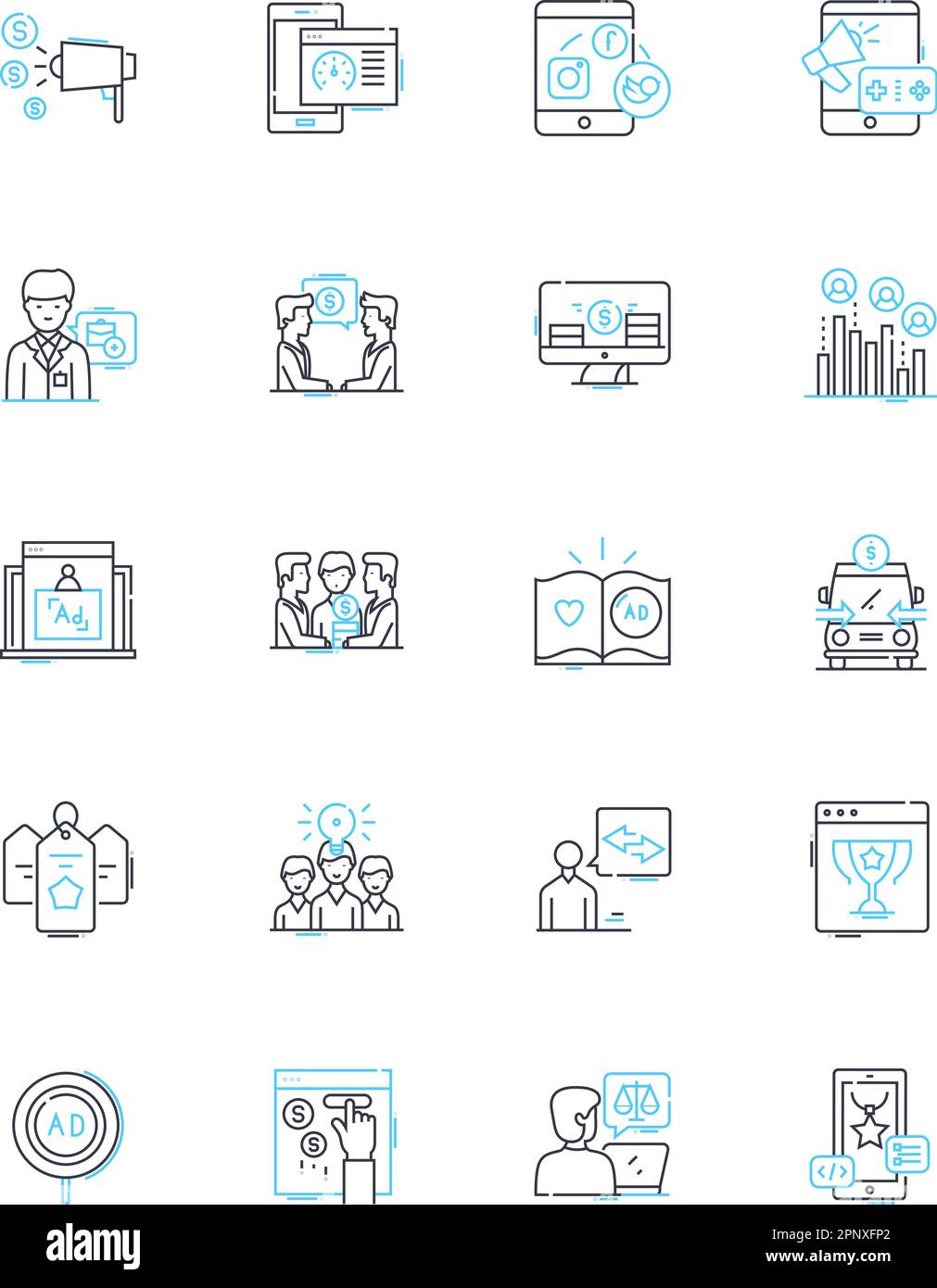 Set di icone lineari per cultura pop. Celebrità, Musica, Moda, Film, TV, Arte, vettore di linee icone e segnali concettuali. Trend, Meme, illustrazioni virali di contorno Illustrazione Vettoriale