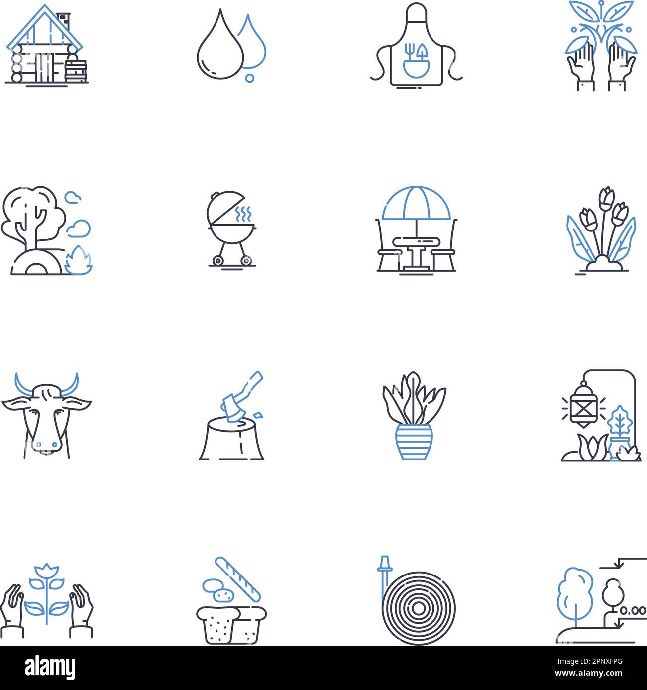 Raccolta icone della linea di conservazione del suolo. Erosione, riducendo in concime organico, Terrazza, Mulch, fertilizzante, Conservazione, illustrazione vettoriale sostenibile e lineare Illustrazione Vettoriale