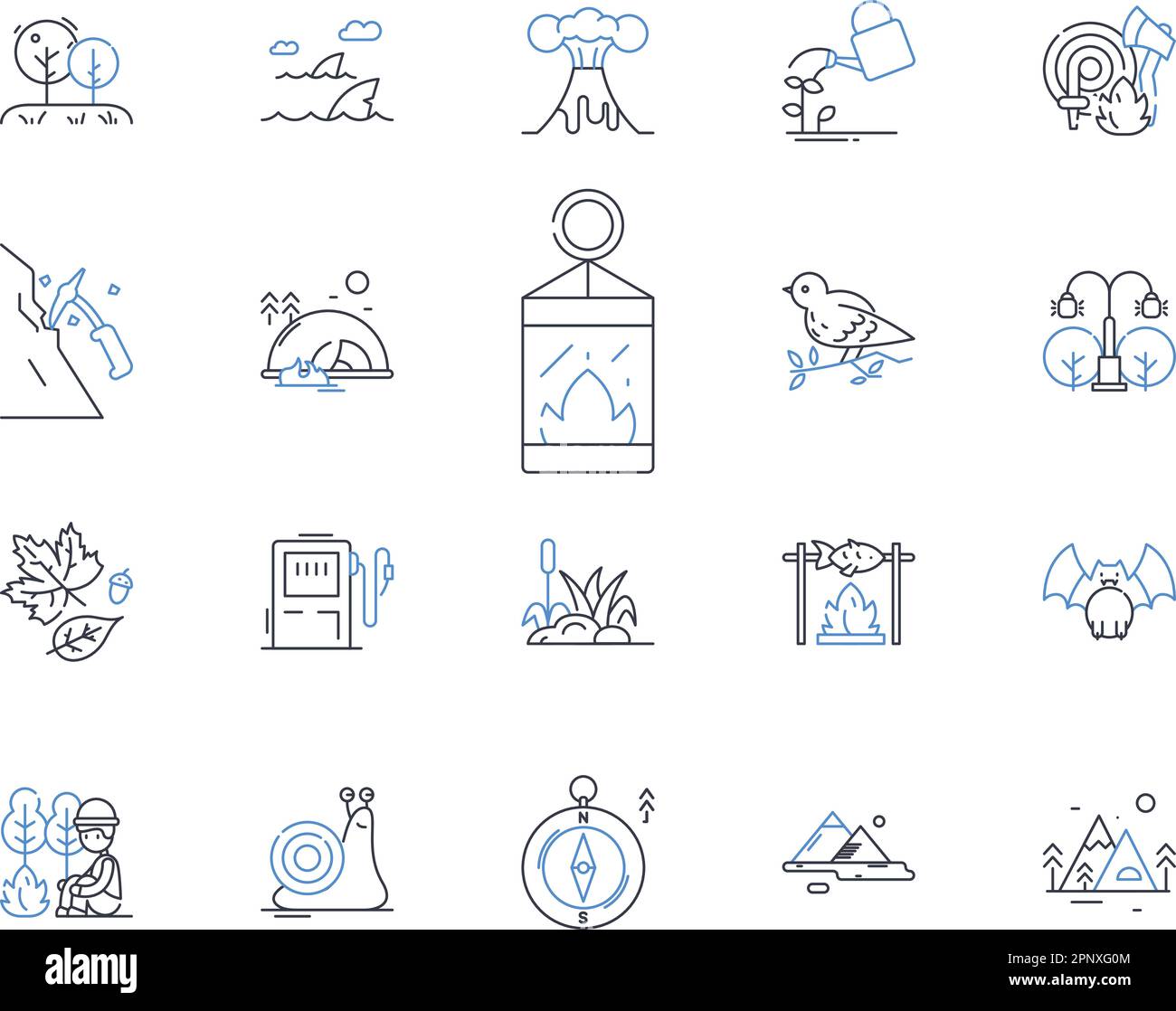 Collezione di icone della linea di aviazione volante. Alati, altissimi, Glide, Airmanship, Hang-gliding, Alta quota, vettore di paracadutismo e illustrazione lineare Illustrazione Vettoriale