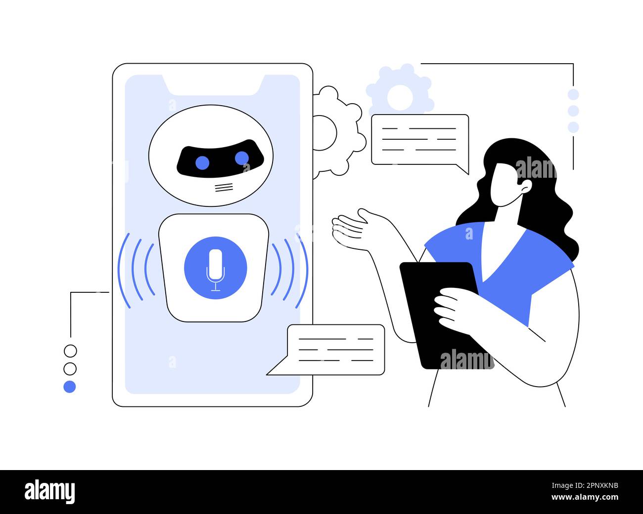 Illustrazione vettoriale astratta dell'assistente virtuale con controllo vocale di chatbot. Illustrazione Vettoriale