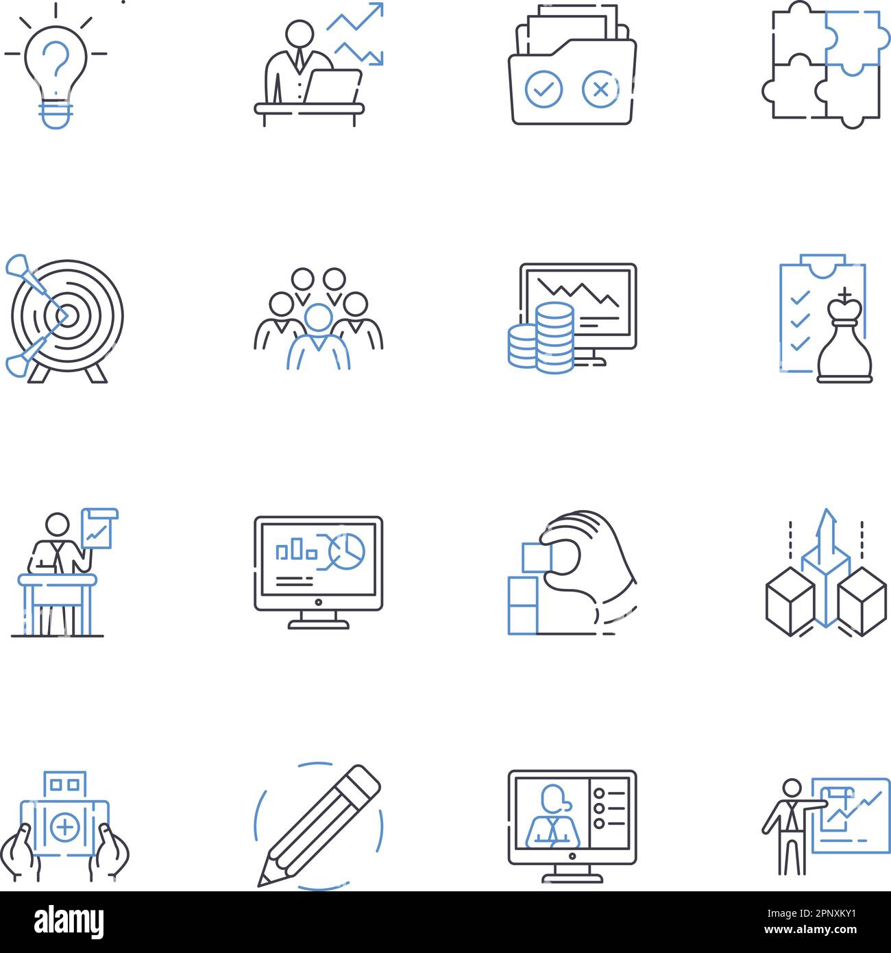 Design linea icone raccolta. Creatività, estetica, innovazione, funzionalità, semplicità, Stile, vettore artistico e illustrazione lineare. Eleganza Illustrazione Vettoriale