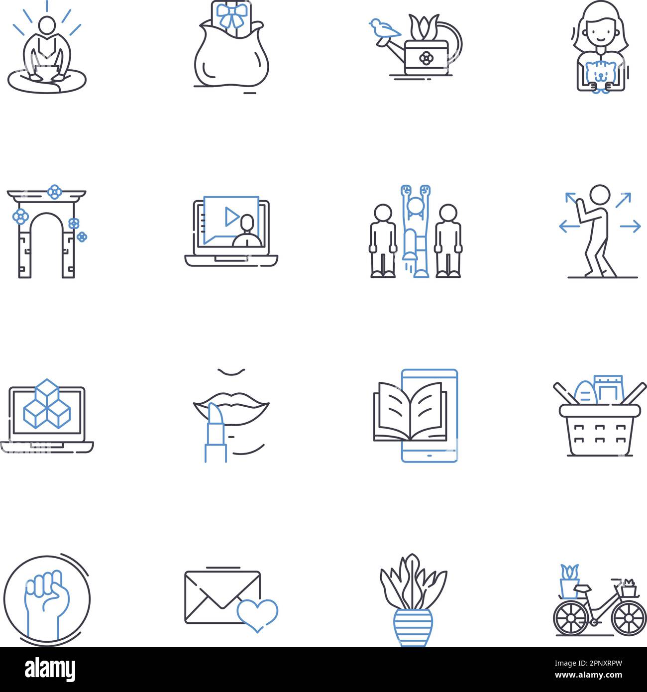 Collezione di icone della linea del tempo libero. Relax, tempo libero, Hobby, tempo libero, intrattenimento, Divertimento, vettore tempo libero e illustrazione lineare Illustrazione Vettoriale