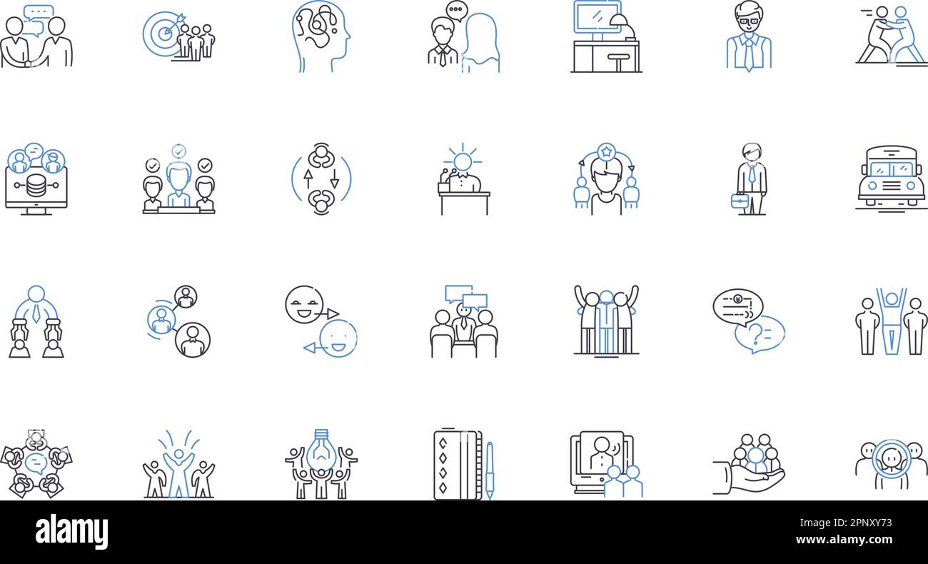 Collezione elettronica di icone della linea del forum. Comunità, discussione, interazione, feedback, discussione, Collaborazione, vettore di conversazione e lineare Illustrazione Vettoriale