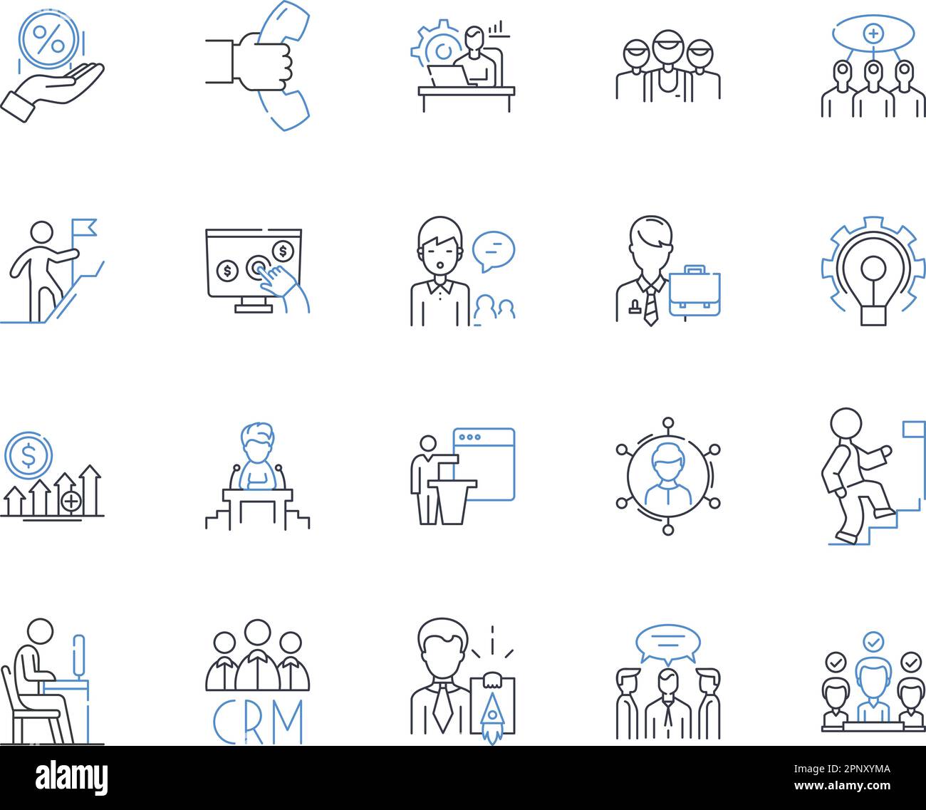 Collezione di icone della linea di occupazione commerciale. Commercio, commerciabile, merchandising, professionale, transazione, Rapporti, contrattazione vettoriale e lineare Illustrazione Vettoriale