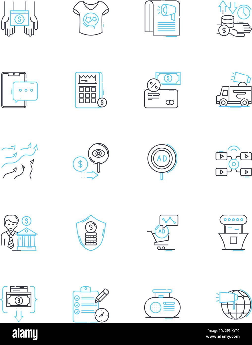 Conveniente - economico set di icone lineari. Conveniente, economico, a basso costo, ragionevole, economico, Thrifty, Frugal vettore di linea e concetto Illustrazione Vettoriale