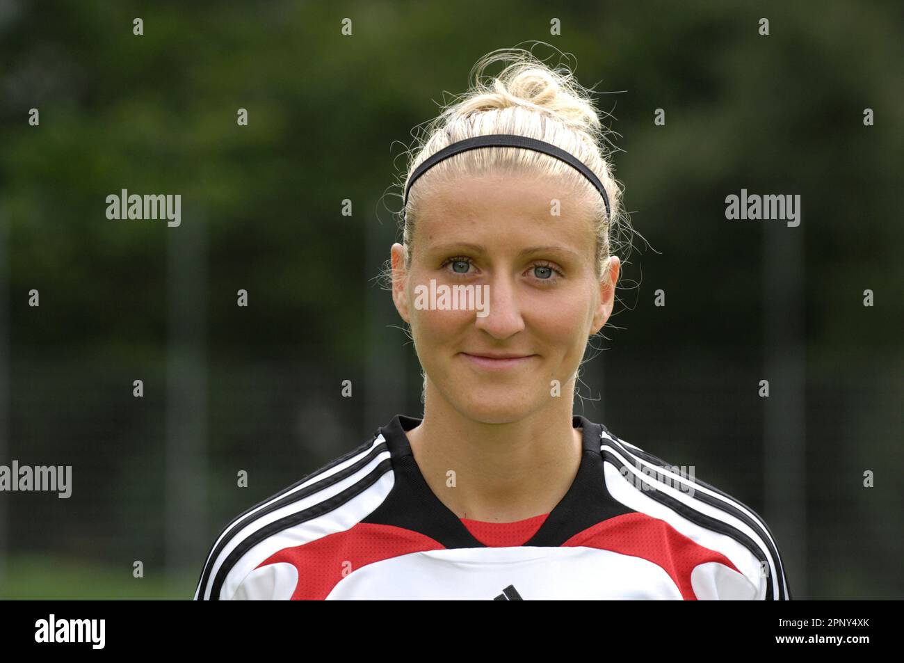 Anja Mittag Porträt, Fußball Frauen Nationalmannschaft Fototermin 20.8.2007 a Coblenza Foto Stock