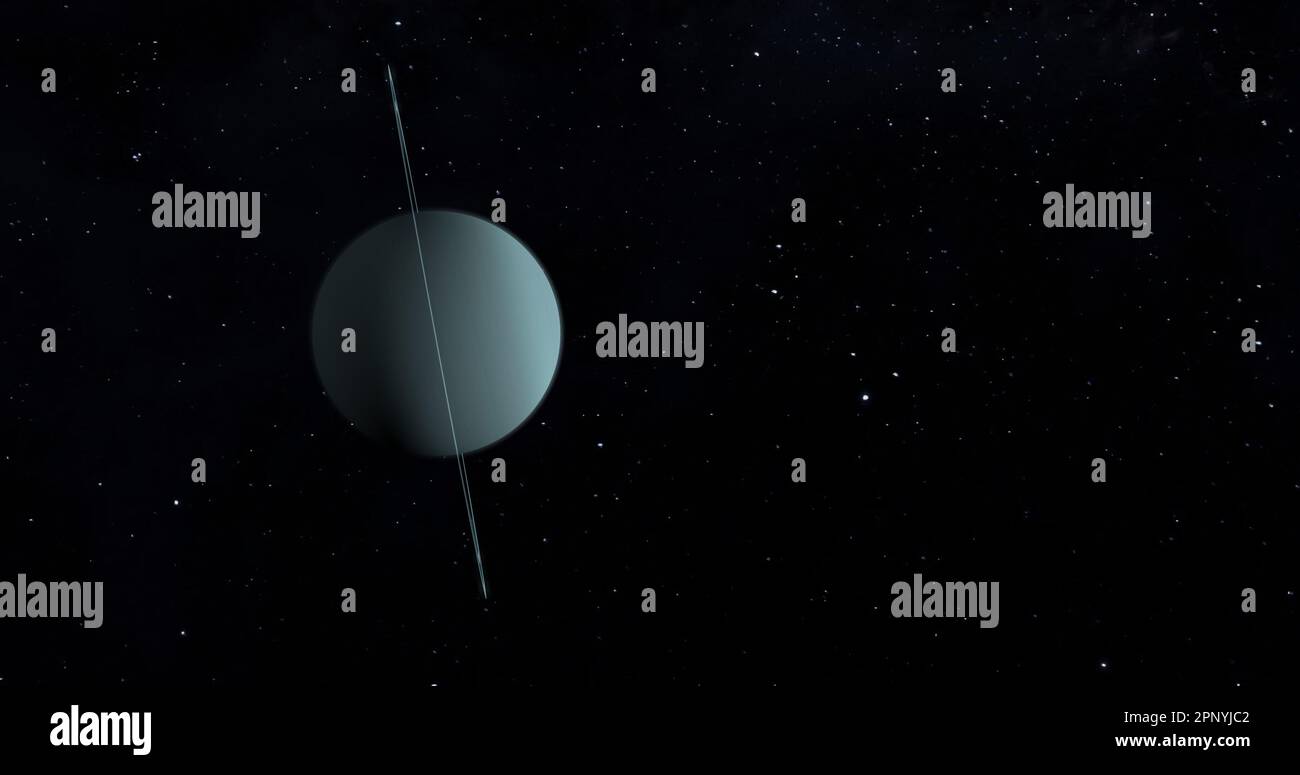 Vista al pianeta Urano dallo spazio. Urano - pianeta gigante di ghiaccio, tredici anelli e i cinque satelliti principali. Foto Stock
