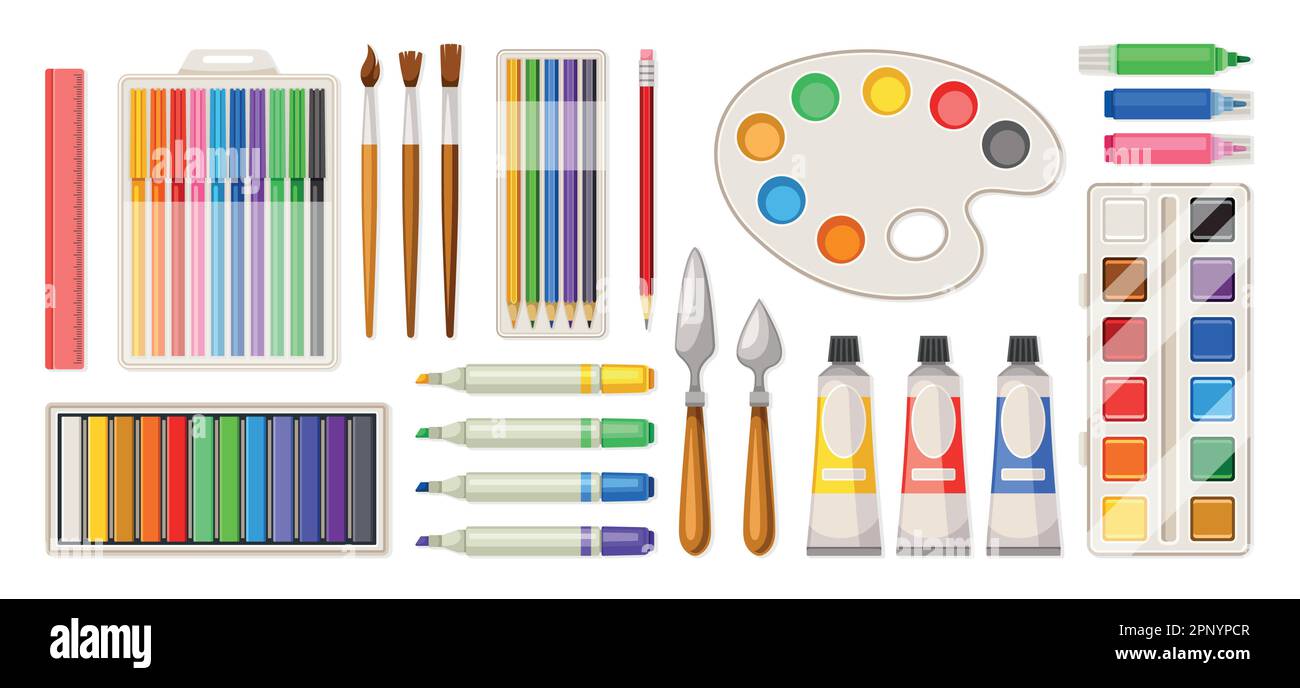 Forniture d'arte colorate Illustrazione Vettoriale