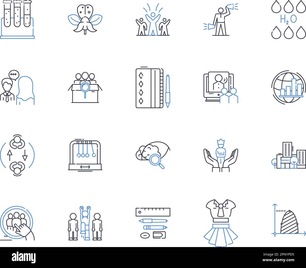 Collezione di icone della linea del curriculum scolastico. Valutazione, accreditamento, benchmarking, classe, coerente, Competenza, vettore principale e illustrazione lineare Illustrazione Vettoriale