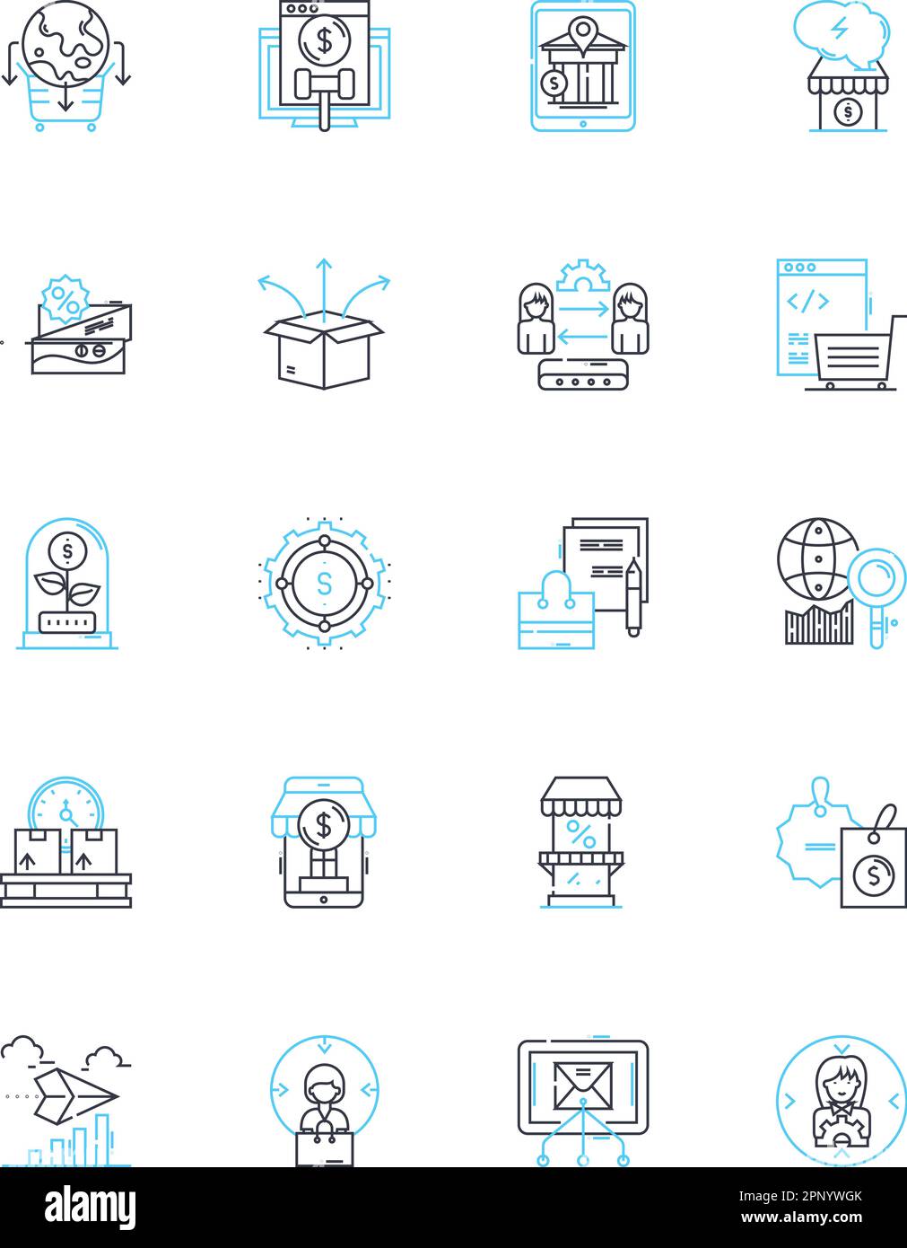 Offerte promozionali Set di icone lineari. Sconti, buoni, vendite, offerte, promozioni, Speciali, linee di contrattazione vettore e segnali di concetto. Offerte,sconti Illustrazione Vettoriale