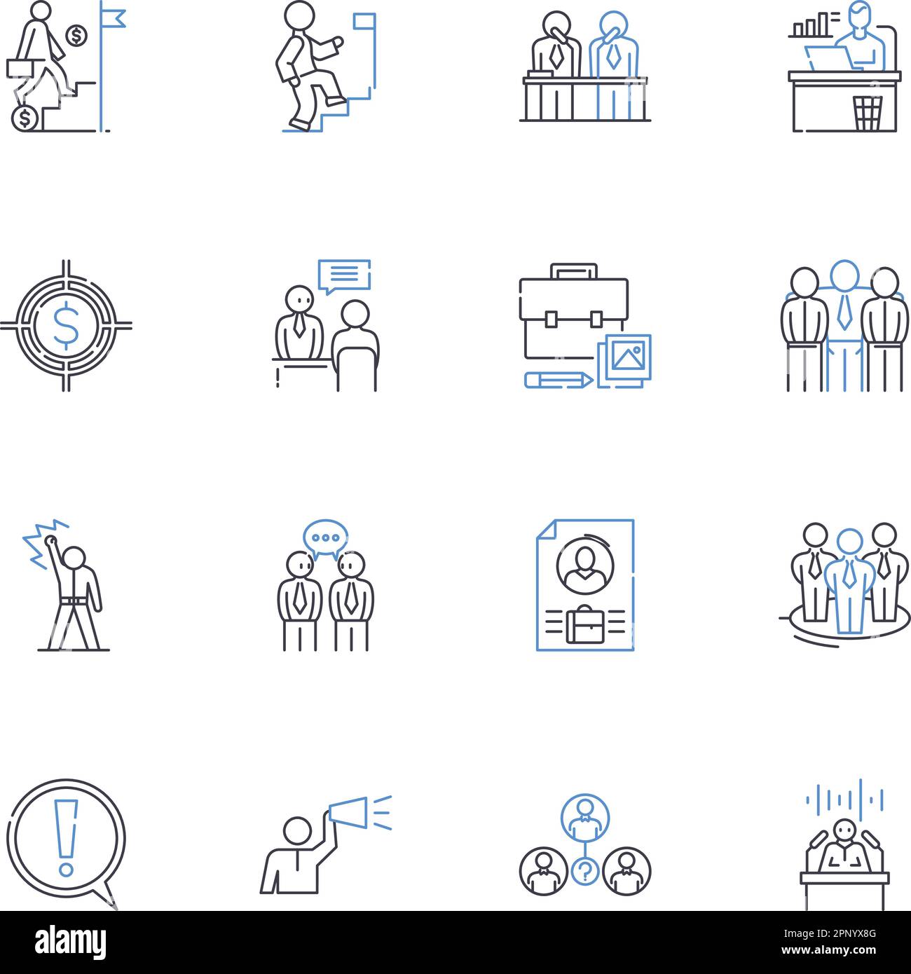 Collezione di icone di linea del software di property management. Automatizzato, basato su cloud, efficiente, contabilità, risorse, Leasing, vettore di pagamento e lineare Illustrazione Vettoriale