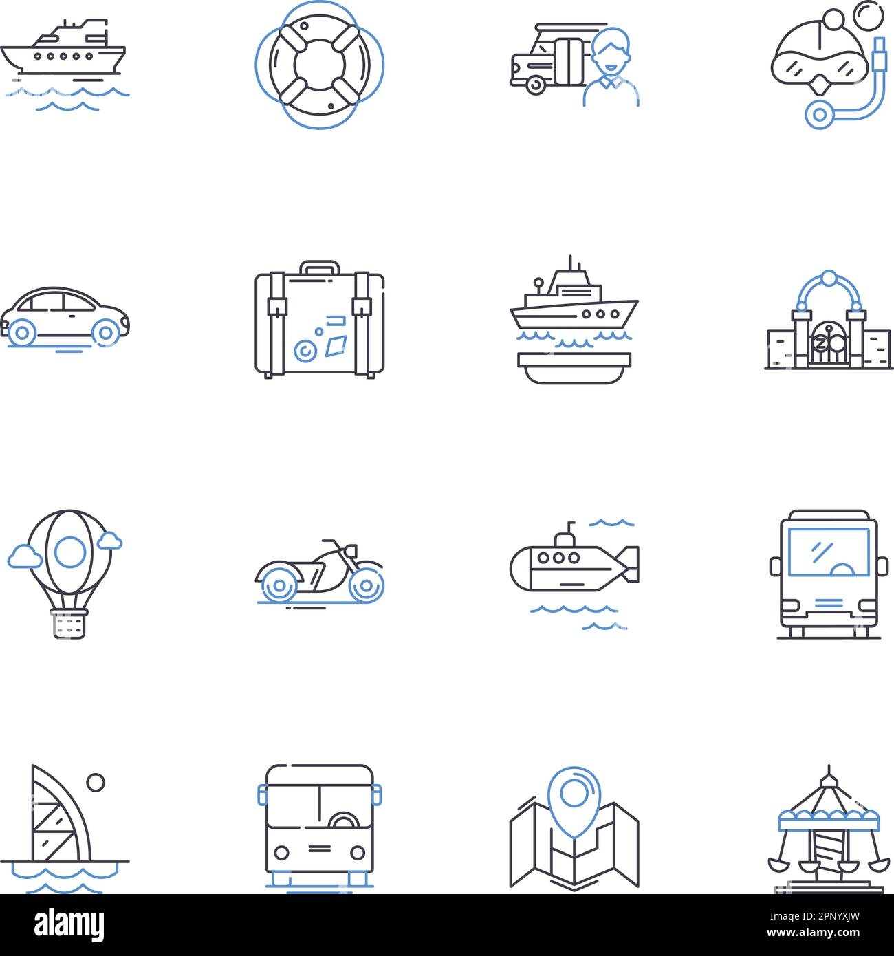 Collezione di icone di linee vaganti. Roaming, Trekking, Rambling, meandering, passeggio, Escursioni, vettore di viaggio e illustrazione lineare. Esplorazione Illustrazione Vettoriale