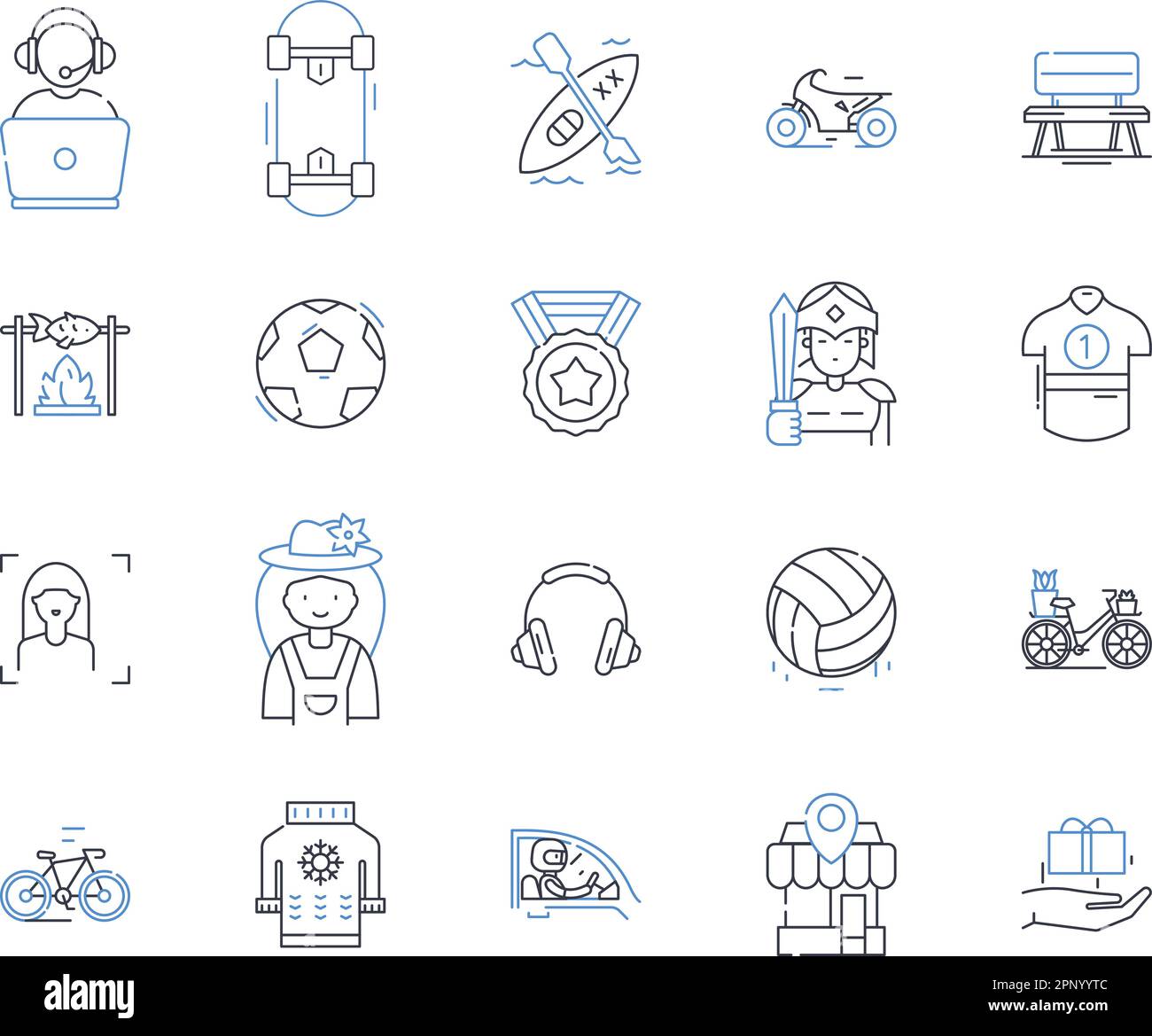 Collezione di icone della linea di gioco. Avventura, sfida, strategia, eccitazione, brivido, Azione, vettore concorrenza e illustrazione lineare. Puzzle, quest Illustrazione Vettoriale