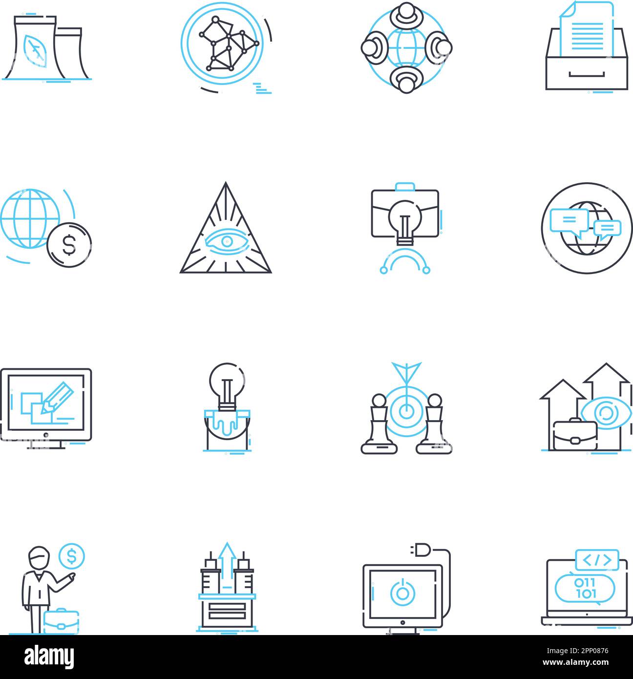 Set di icone lineari per il digital banking. Mobile banking, Fintech, Online banking, Neobank, Cryptocurrency, Blockchain, vettore di linea biometrica e concetto Illustrazione Vettoriale