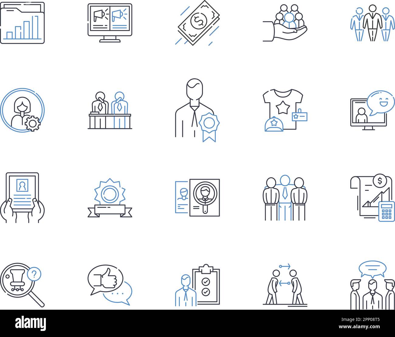 Collezione di icone della linea di produzione video. Cinematografia, editing, illuminazione, sceneggiatura, storyboarding, Suono, vettore storytelling e lineare Illustrazione Vettoriale