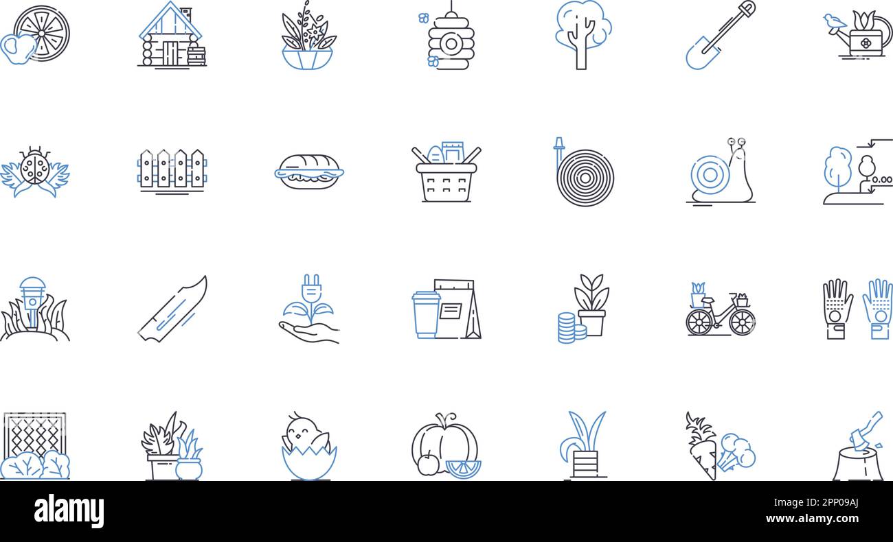 Soil Science linea icone raccolta. Suolo, Geologia, Biologia, chimica, fisica, Nutrienti, vettore di fertilità e illustrazione lineare. Erosione, Texture Illustrazione Vettoriale