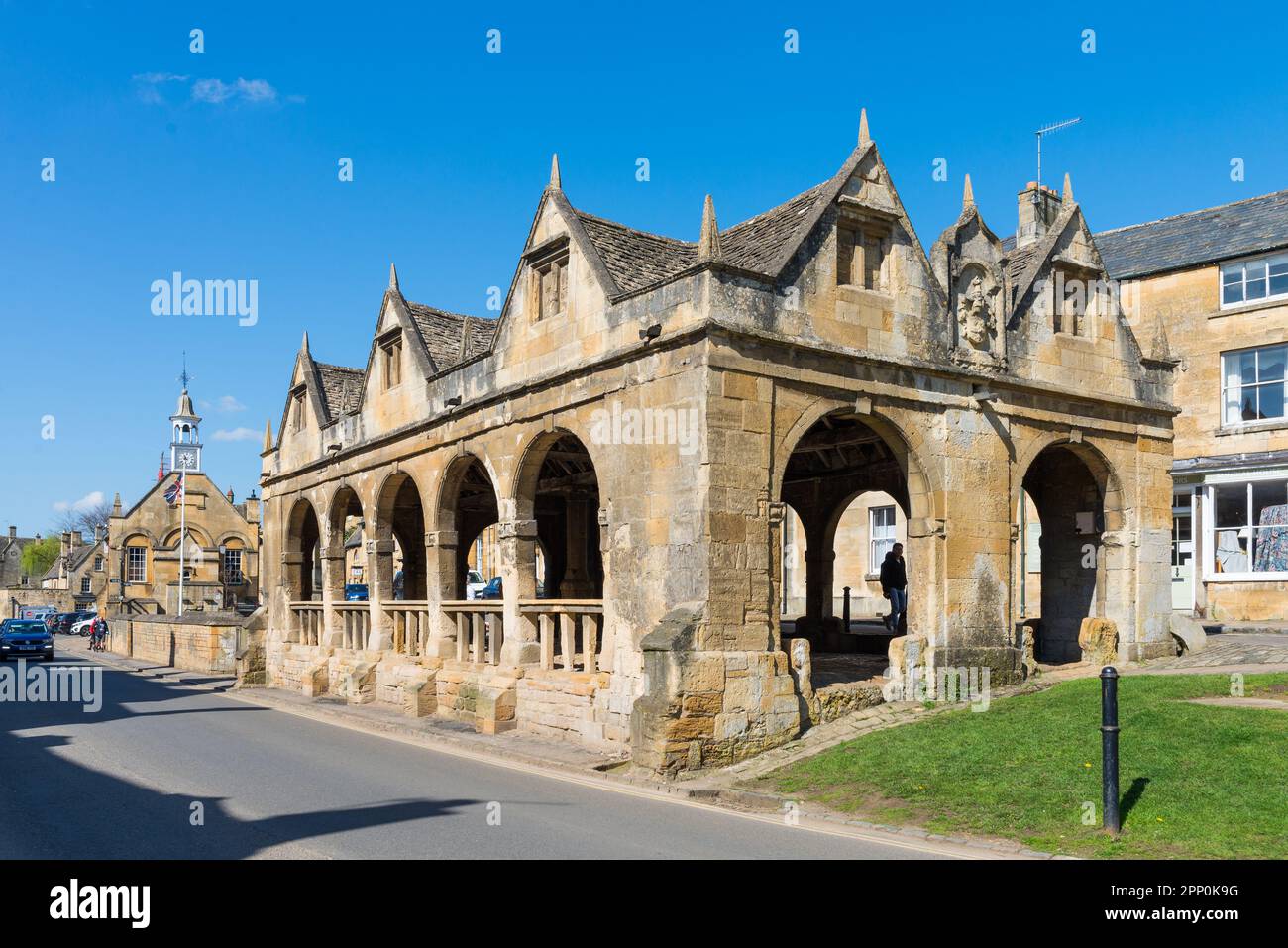 Il mercato nella graziosa cittadina di Chipping Campden, nel Gloucestershire Foto Stock