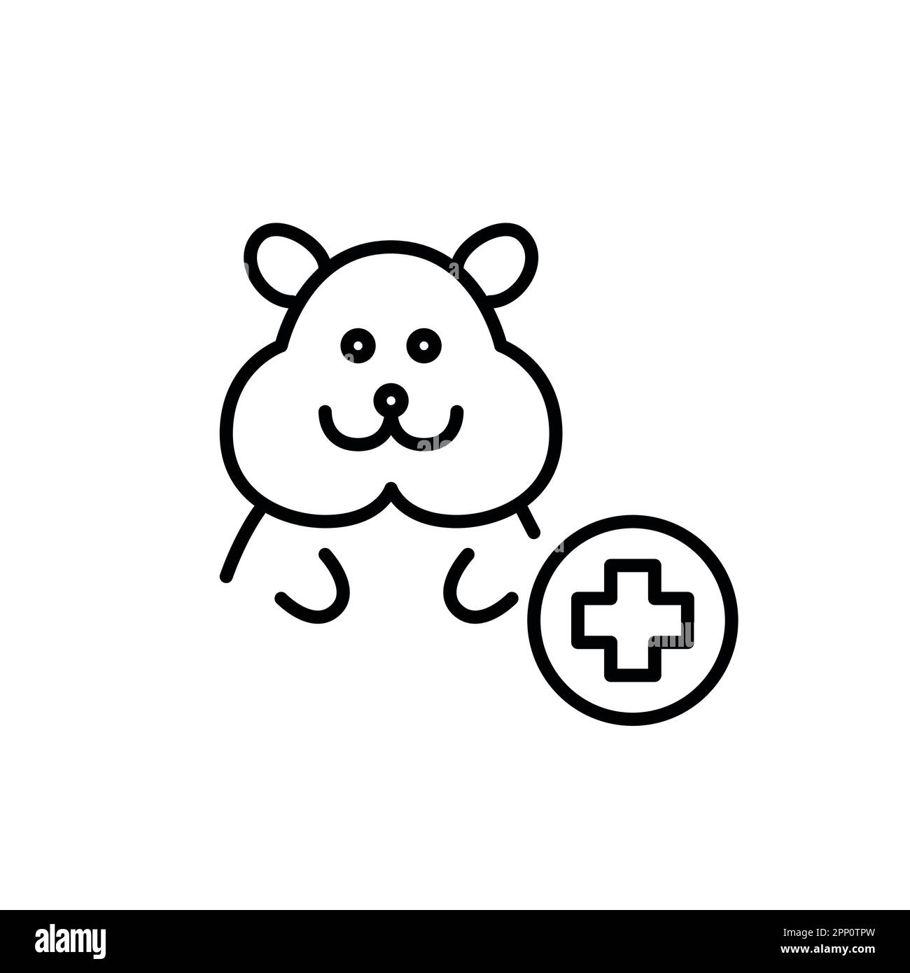 Servizi veterinari per il trattamento dei criceti. Piano sanitario per gli animali domestici. Pixel Perfect, icona del tratto modificabile Illustrazione Vettoriale