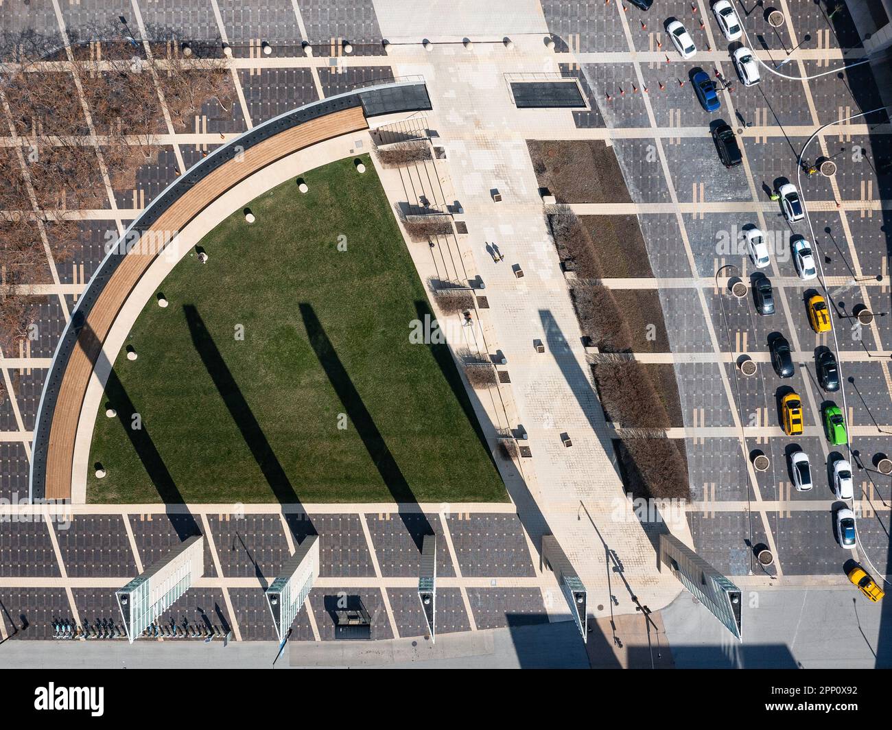 Vista aerea dell'ingresso al McCormick Place Foto Stock
