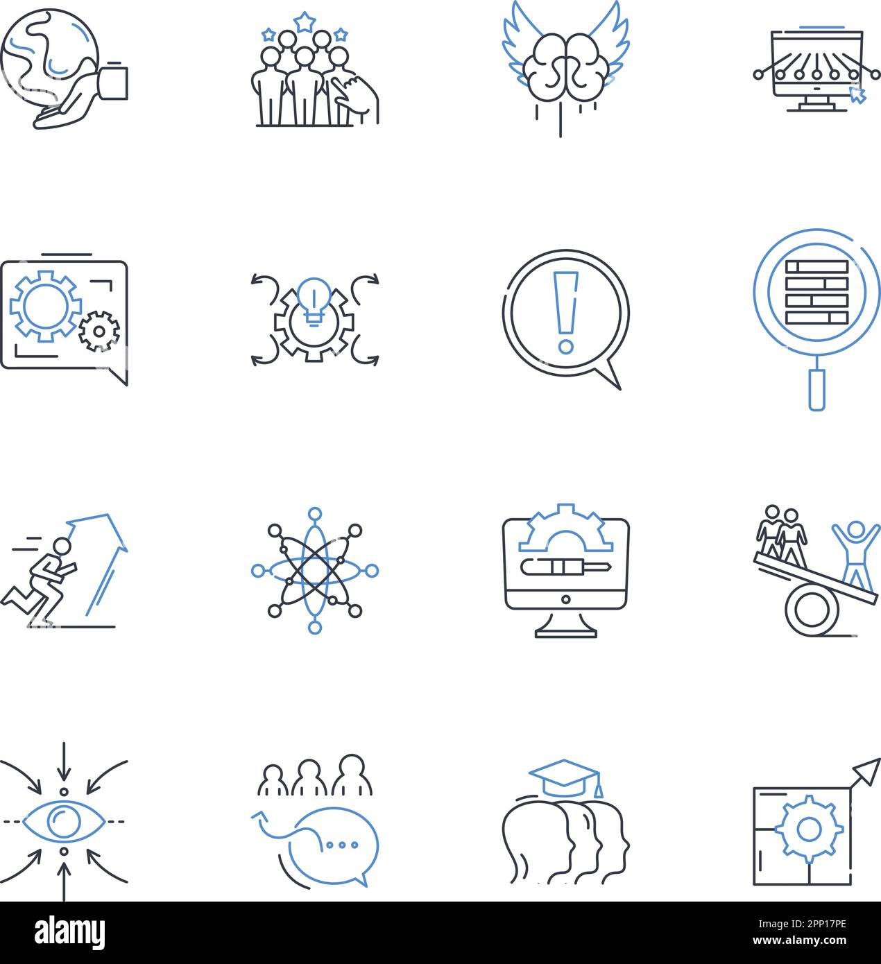 Collezione di icone delle linee di collegamento pubbliche. Ollaboration, Nerking, innovazione, Comunità, flessibilità, Produttività, diversità vettoriale e lineare Illustrazione Vettoriale