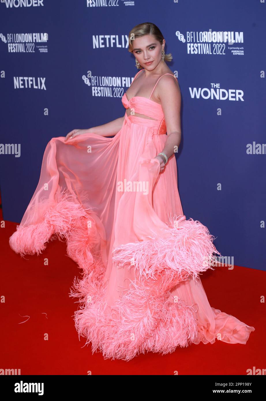 Londra, Regno Unito. 07th Ott 2022. Florence Pugh partecipa al 'The Wonder' UK in prima assoluta durante il BFI London Film Festival 66th al Royal Festival Hall di Londra. (Foto di Fred Duval/SOPA Images/Sipa USA) Credit: Sipa USA/Alamy Live News Foto Stock