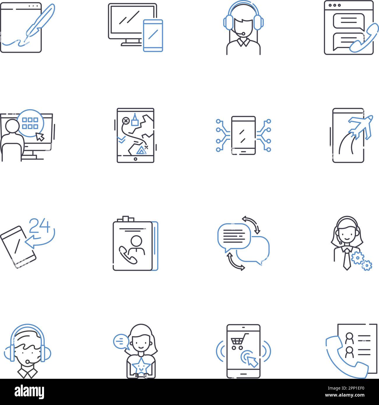 Collezione di icone linea IPH. Apple, IPH, iOS, Siri, Face ID, Fotocamera, vettore musicale e illustrazione lineare. App Store, iMessage, iCloud: I cartelli delineati Illustrazione Vettoriale