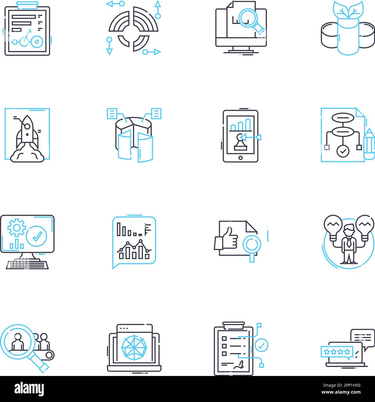 Esplora il set di icone lineari. Avventura, viaggio, Wanderlust, viaggio, scoperta, Expedition, quest line vettoriale e segnali concettuali. Trekking, Roam, esplorare Illustrazione Vettoriale