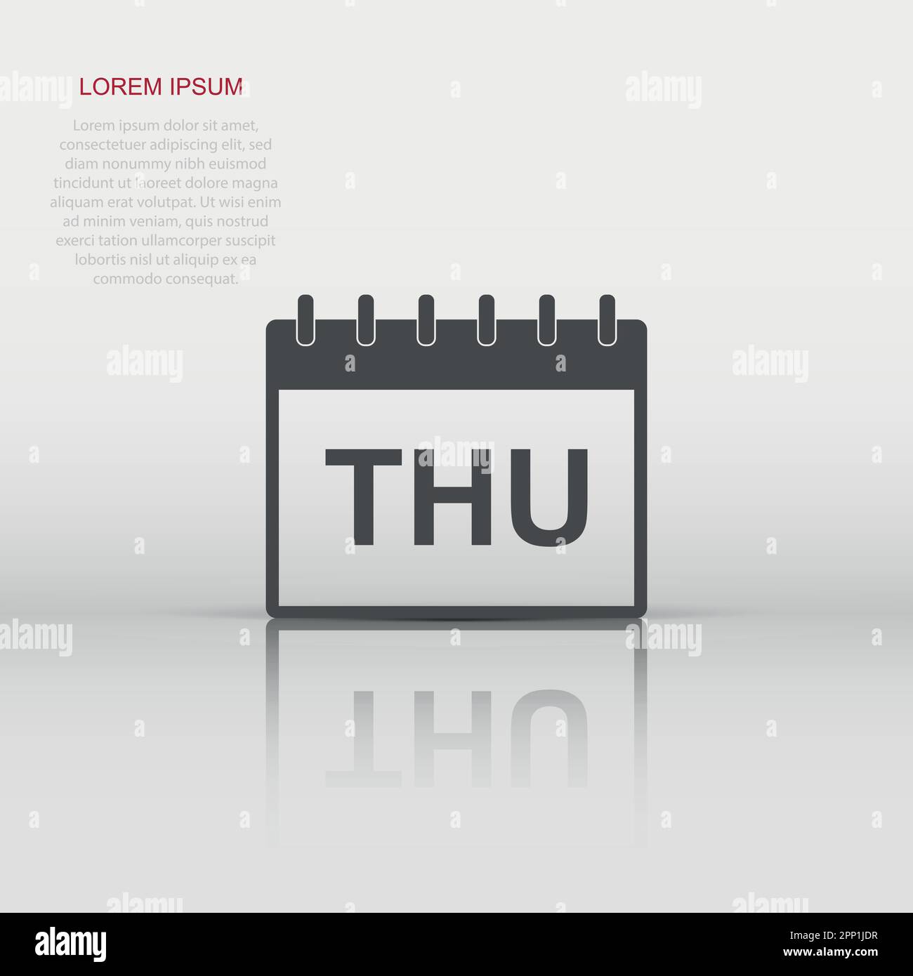 Vettore giovedi pagina calendario icona flat comic style. Pittogramma dell'illustrazione del simbolo del calendario. Programma del giovedì concetto di affari. Illustrazione Vettoriale