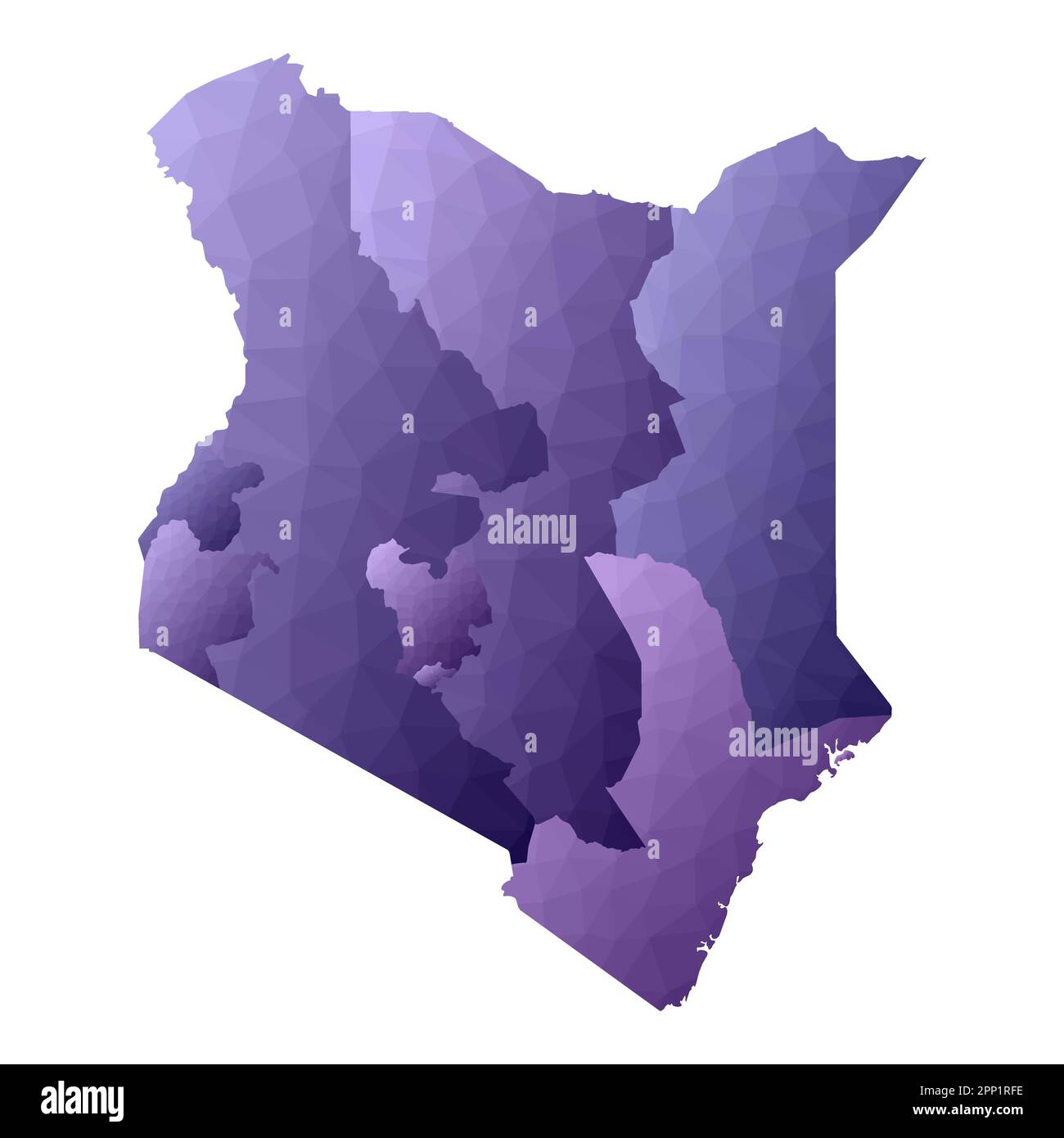 Mappa del Kenya. Stile geometrico contorno paese. Illustrazione del vettore viola sublime. Illustrazione Vettoriale
