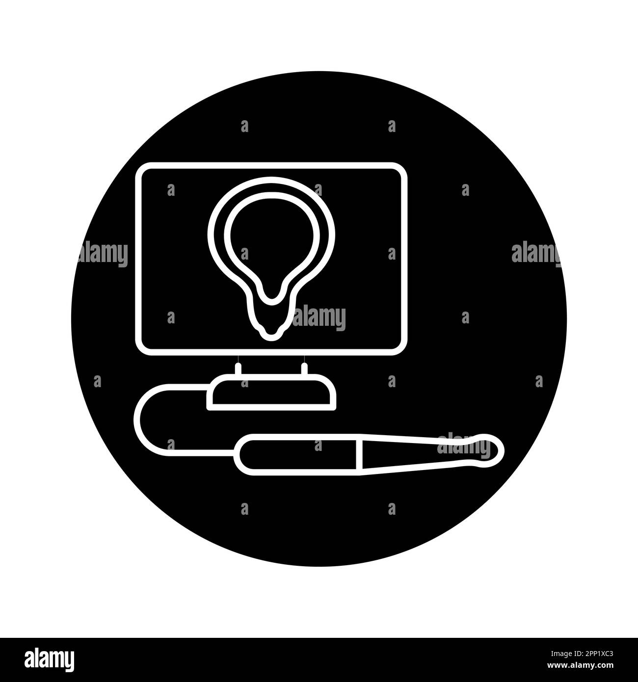 Icona della linea di colore del sistema urinario a ultrasuoni. Pittogramma per pagina web, app mobile, promo. Illustrazione Vettoriale