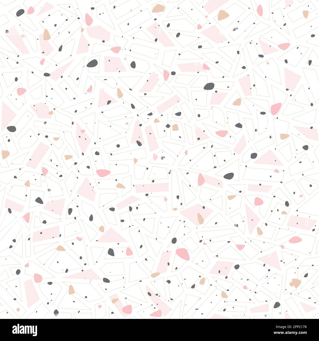 Terrazzo trendy colore pastello vettore senza cuciture motivo. Mosaico di grano, marmo, pietre, rocce fondo per mobili, carta. Illustrazione Vettoriale