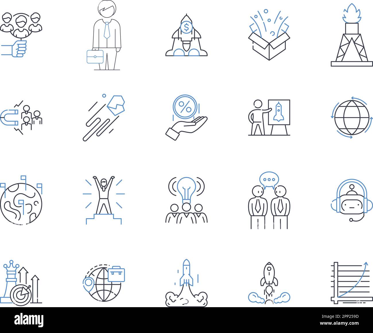Raccolta di icone della linea di collaborazione. Sinergia, coesione, partenariato, sostegno, unità, Alliance, integrazione vettoriale e illustrazione lineare Illustrazione Vettoriale