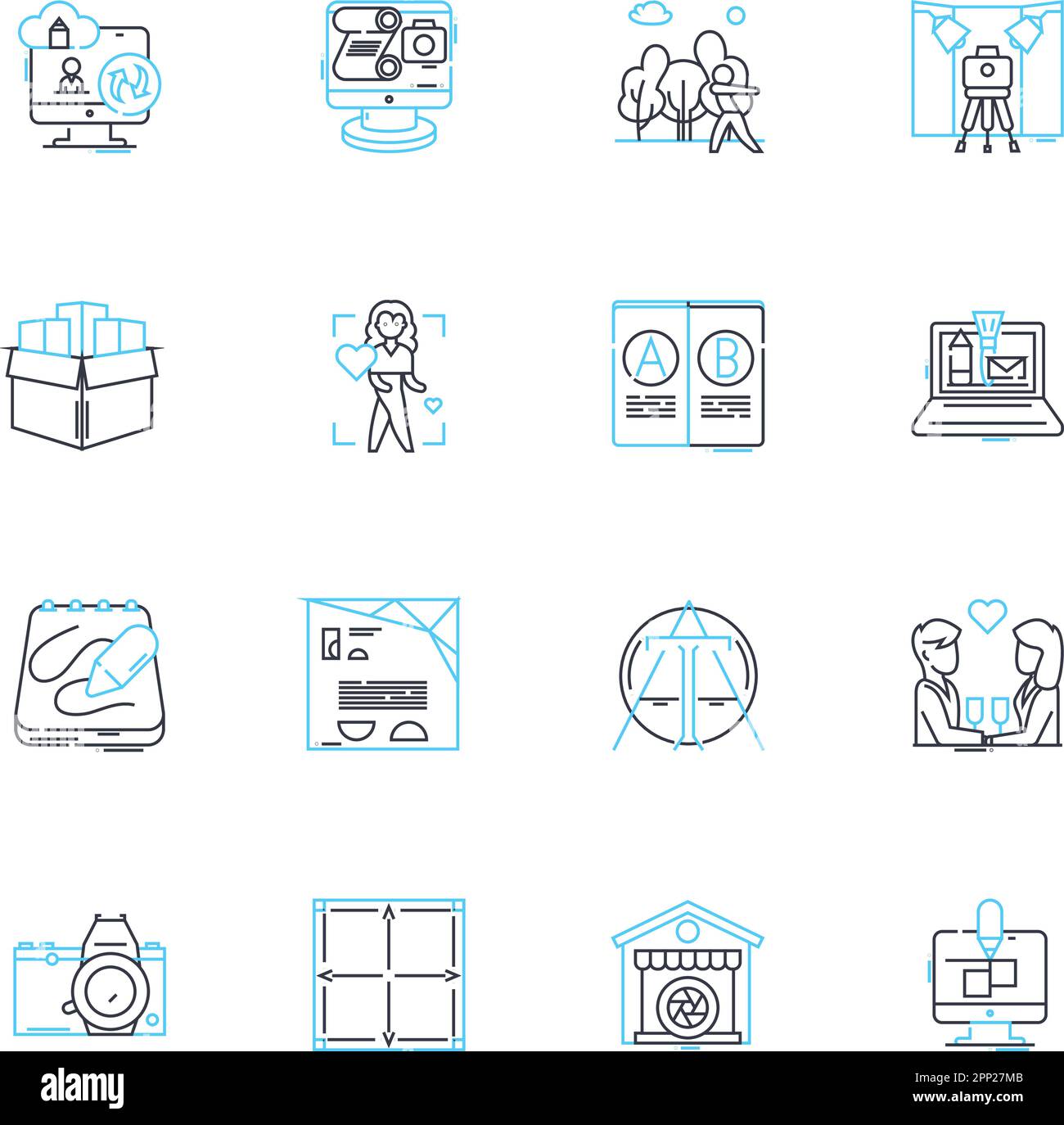 Icone lineari medie di disegno impostate. Matita, carbone, inchiostro, grafite, matite colorate, Pastelli, marcatori vettore di linea e segnali concettuali. Acquerello, acrilico Illustrazione Vettoriale